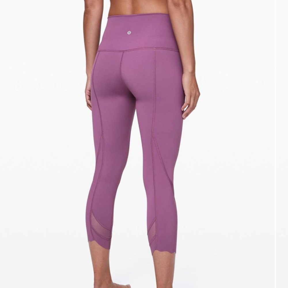Lululemon Wunder Under Crop II Roll Down Scallop Full-On Luxtreme Vintage Plum 4